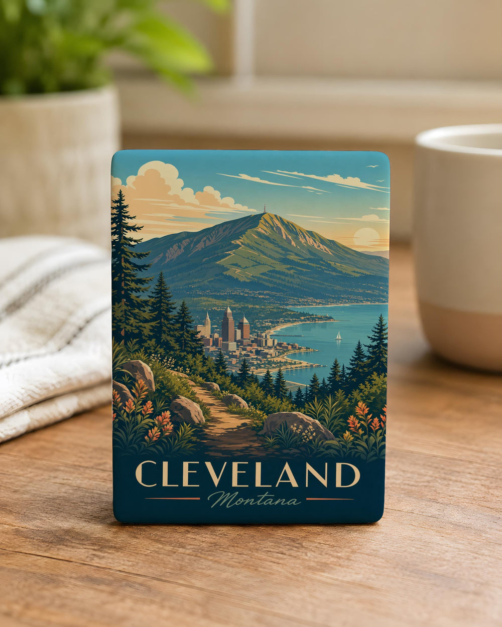 Cleveland Mountain Fridge Magnet, Cleveland Ohio Mountain Landscape Souvenir Magnet, Great Lakes Travel Gift, Scenic Nature Magnet