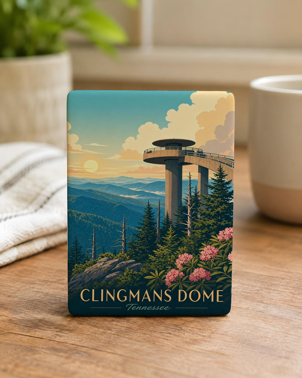 Clingmans Dome Fridge Magnet, Great Smoky Mountains National Park Souvenir, Tennessee North Carolina Travel Keepsake