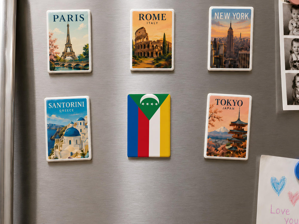 Comoros Flag Fridge Magnet, Comoros Souvenir Magnet, Union of the Comoros Travel Gift, Island Nation Flag Magnet