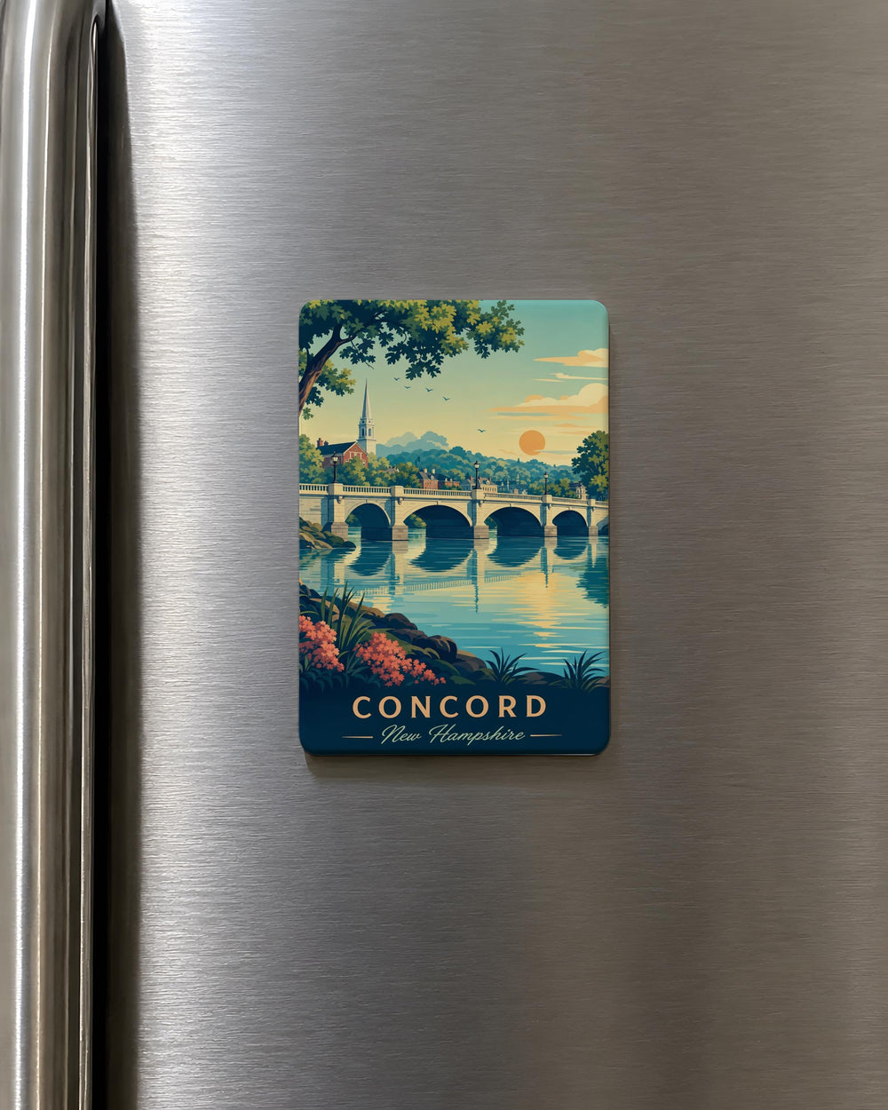 Concord Bridge Fridge Magnet, Historic Massachusetts Landmark Souvenir, American Revolution North Bridge Gift
