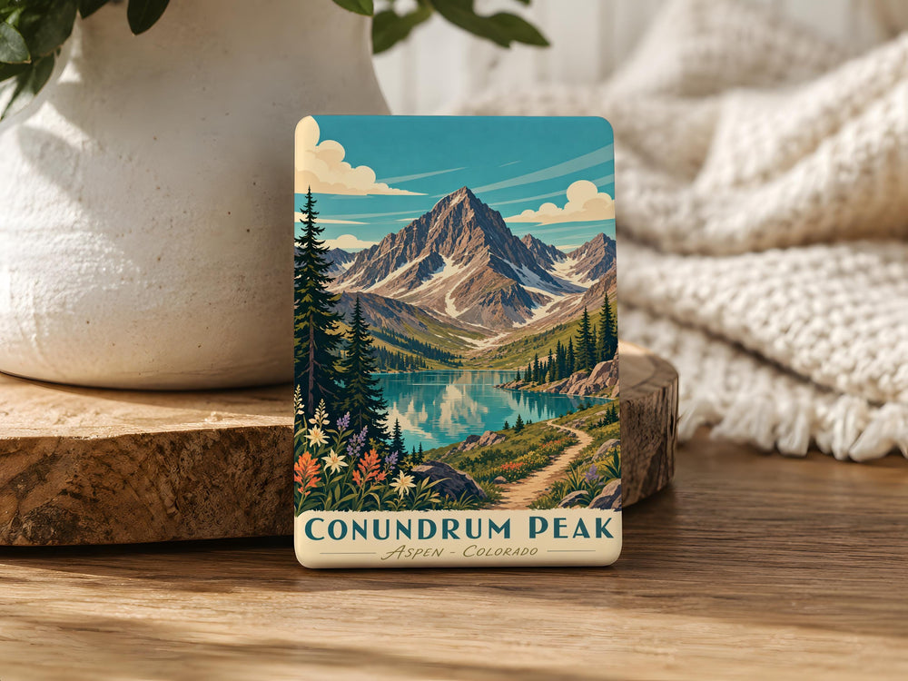 Conundrum Peak Fridge Magnet, Colorado Mountain Summit Souvenir, Hiking Adventure Travel Gift