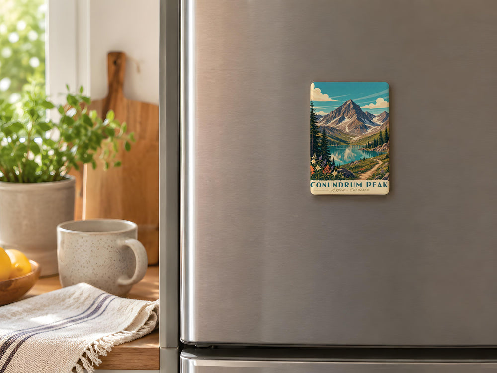 Conundrum Peak Fridge Magnet, Colorado Mountain Summit Souvenir, Hiking Adventure Travel Gift