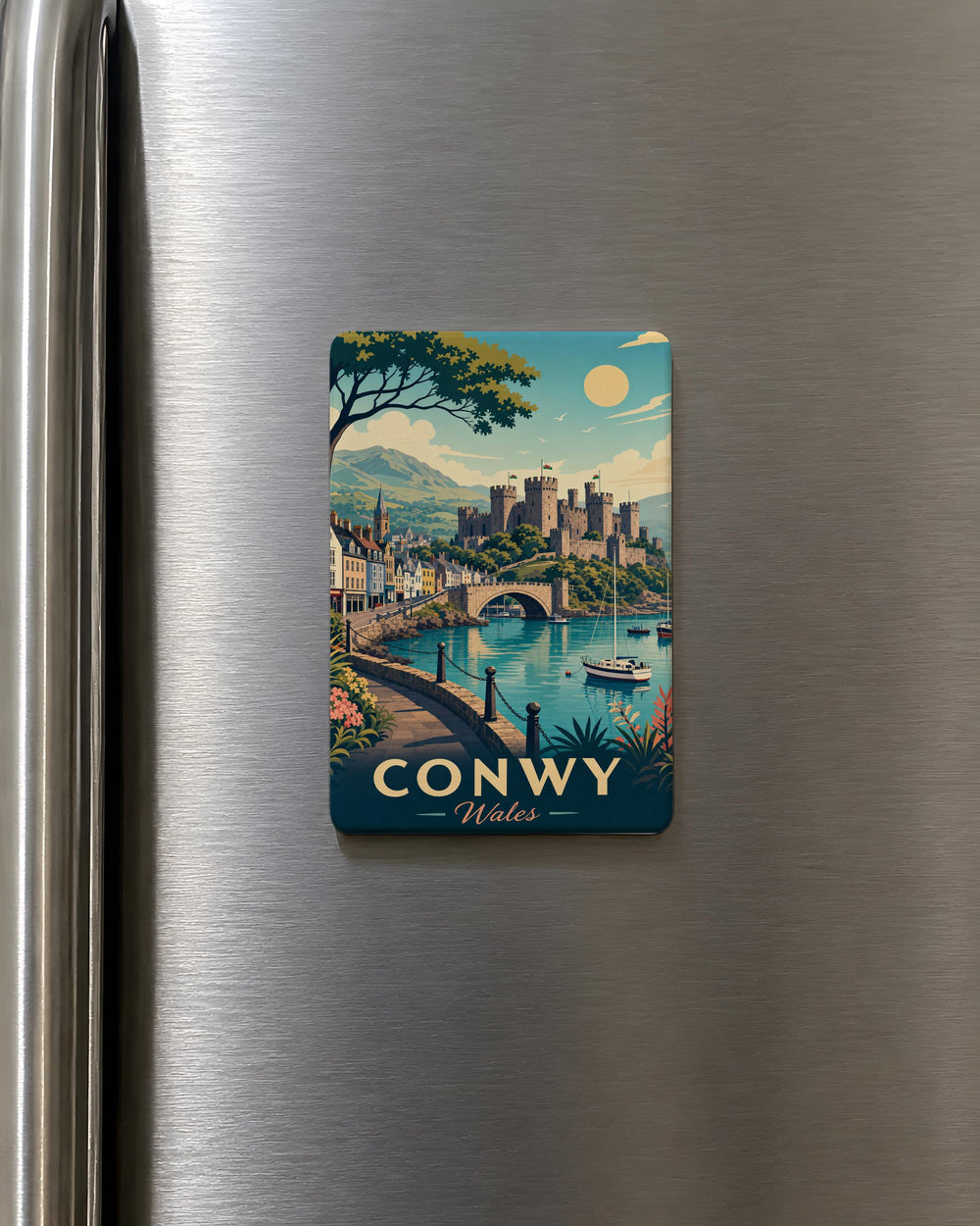 Conwy Wales Fridge Magnet, Conwy Castle and Town Souvenir Magnet, Wales Travel Keepsake Refrigerator Magnet