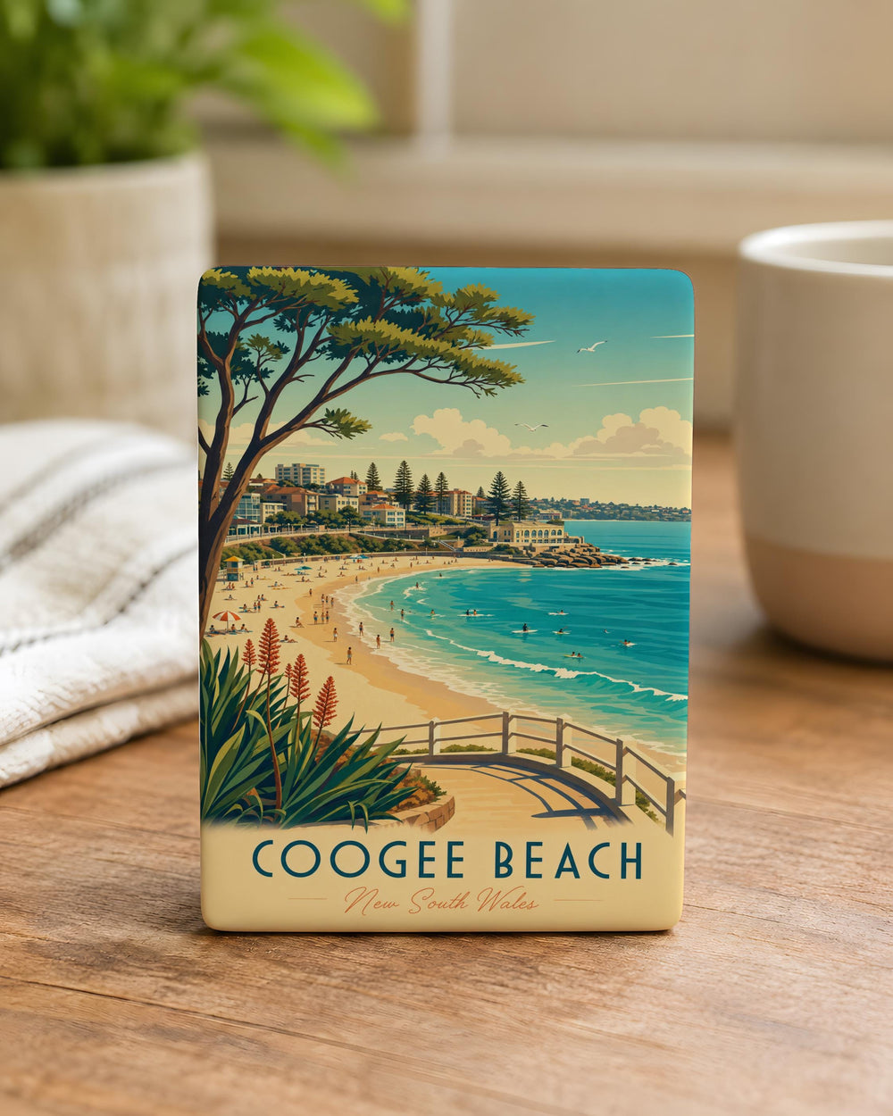 Coogee Beach Fridge Magnet, Sydney Australia Coastal Seaside Landmark Souvenir, Ocean Beach Scene Travel Gift