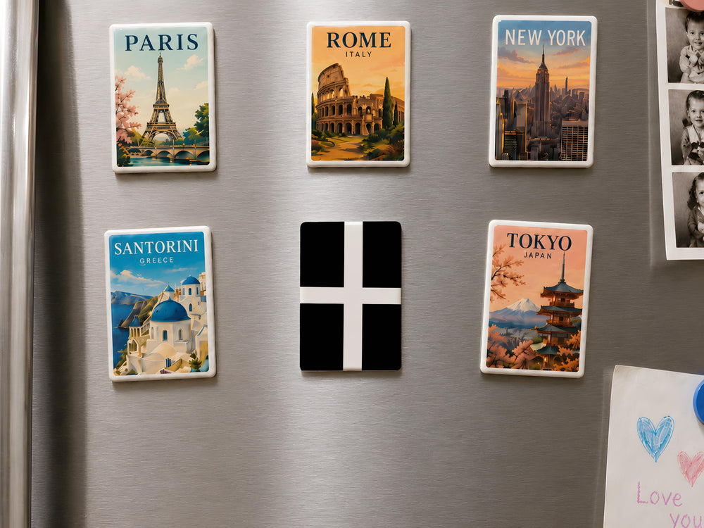Cornish Flag Fridge Magnet, Cornwall St Piran’s Cross Souvenir Magnet, Cornish Pride Kitchen Refrigerator Magnet