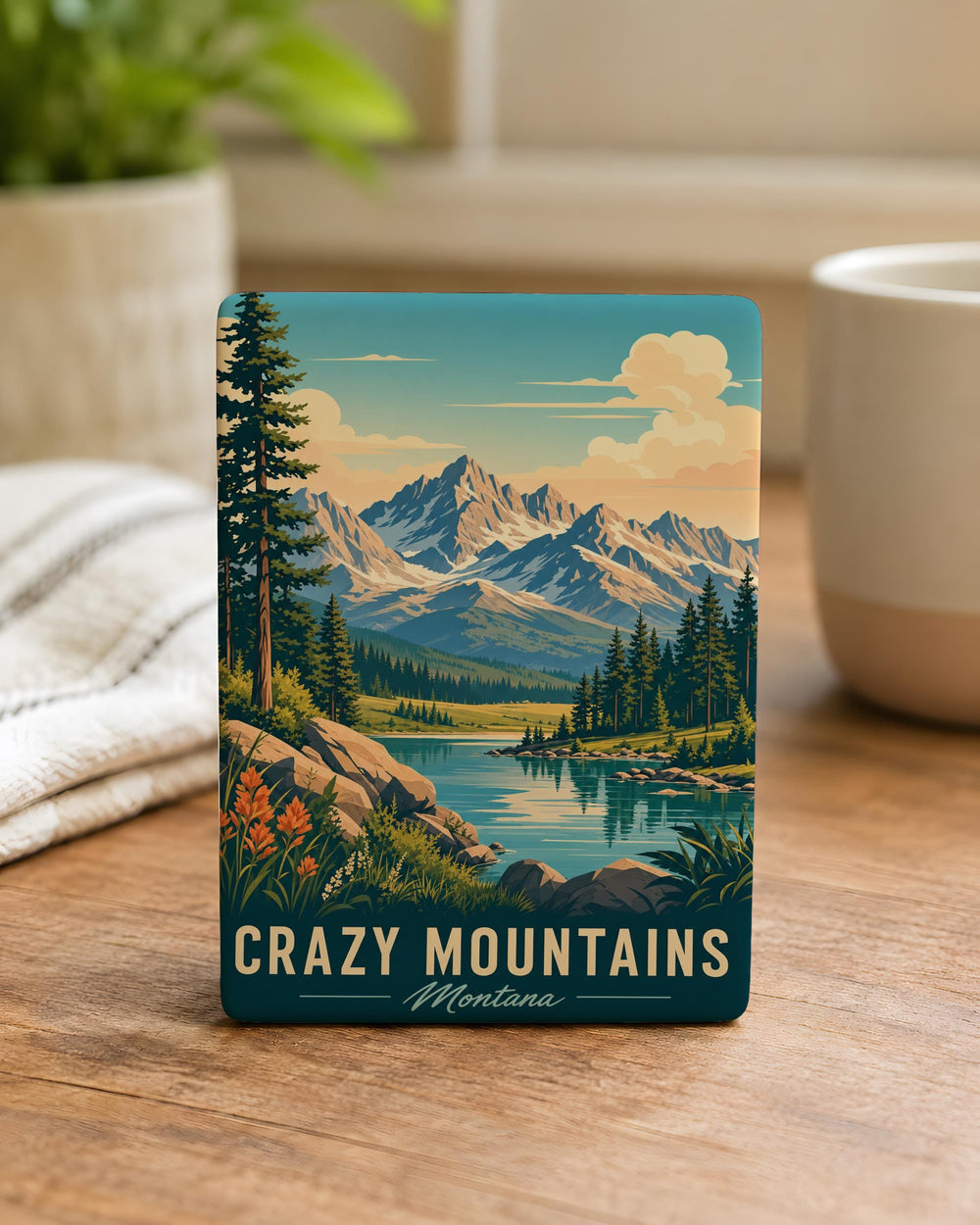 Crazy Mountains Fridge Magnet, Montana Mountain Range Souvenir, Scenic Outdoor Travel Keepsake Magnet