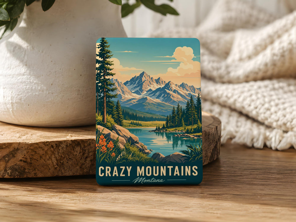 Crazy Mountains Fridge Magnet, Montana Mountain Range Souvenir, Scenic Outdoor Travel Keepsake Magnet