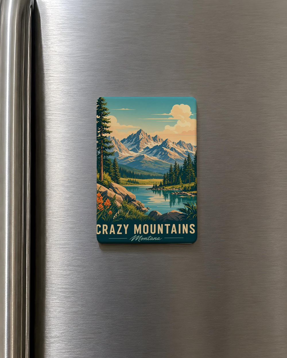Crazy Mountains Fridge Magnet, Montana Mountain Range Souvenir, Scenic Outdoor Travel Keepsake Magnet