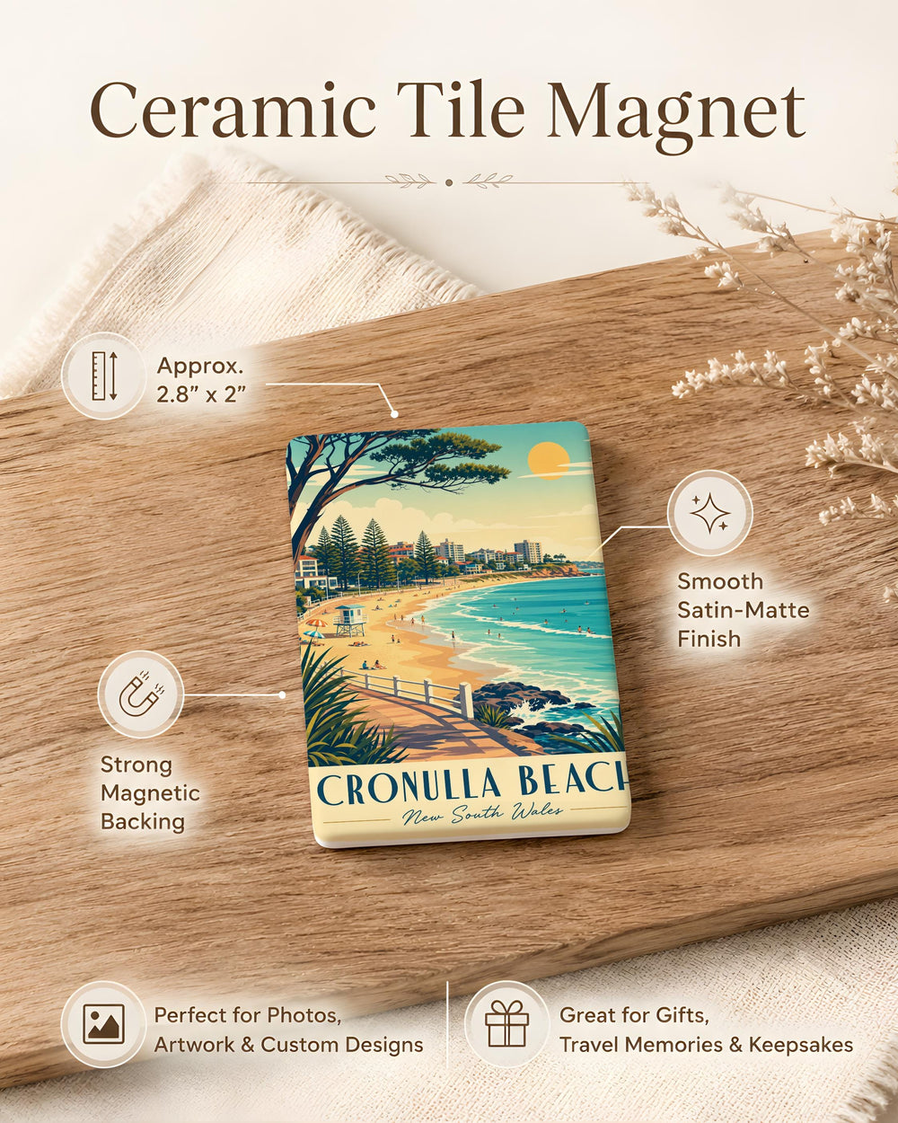 Cronulla Beach Fridge Magnet, Cronulla NSW Australia Souvenir Magnet, Beach Coastal Travel Keepsake Gift
