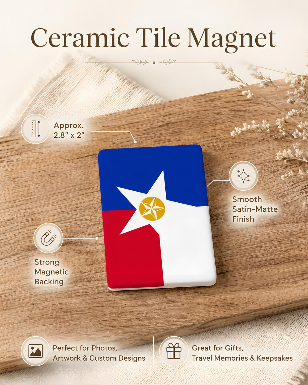 Dallas Flag Fridge Magnet, Dallas Texas Flag Magnet, Texas Souvenir Magnet, Lone Star State Kitchen Magnet, Dallas Gift