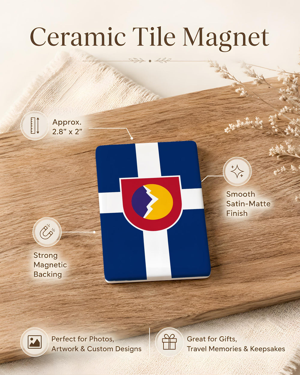Denver Flag Fridge Magnet, Denver Colorado Souvenir Magnet, Mile High City Gift, Colorado Flag Magnet, Travel Keepsake Magnet