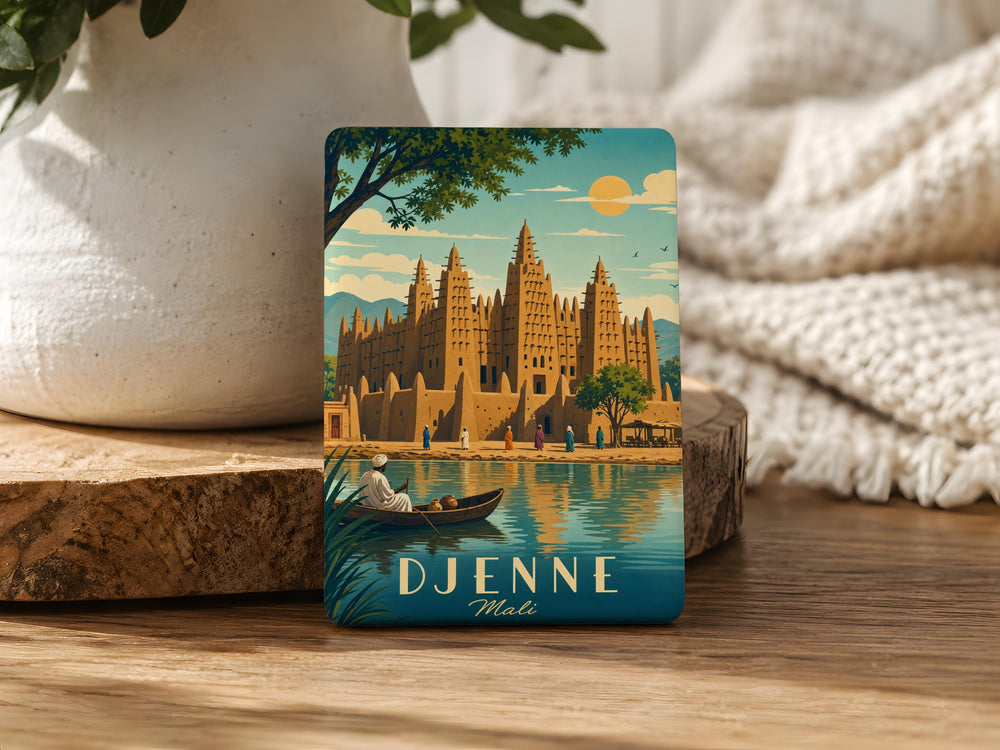 Djenne Great Mosque Fridge Magnet, Mali Landmark Souvenir Magnet, Islamic Architecture Refrigerator Magnet