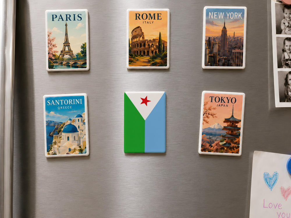 Djibouti Flag Fridge Magnet, Djibouti National Flag Magnet, Djiboutian Flag Kitchen Refrigerator Magnet Gift