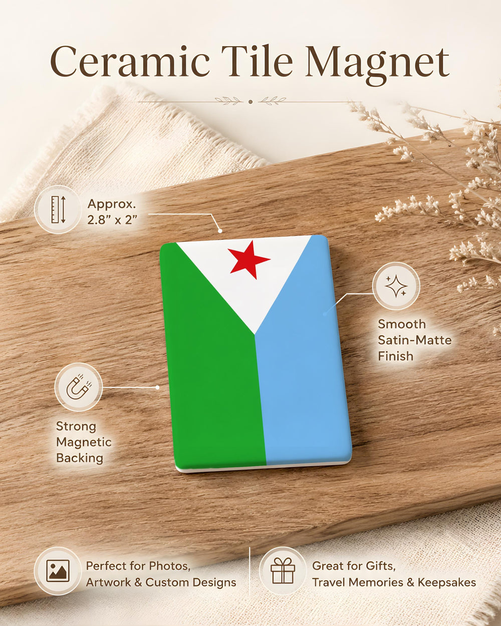 Djibouti Flag Fridge Magnet, Djibouti National Flag Magnet, Djiboutian Flag Kitchen Refrigerator Magnet Gift