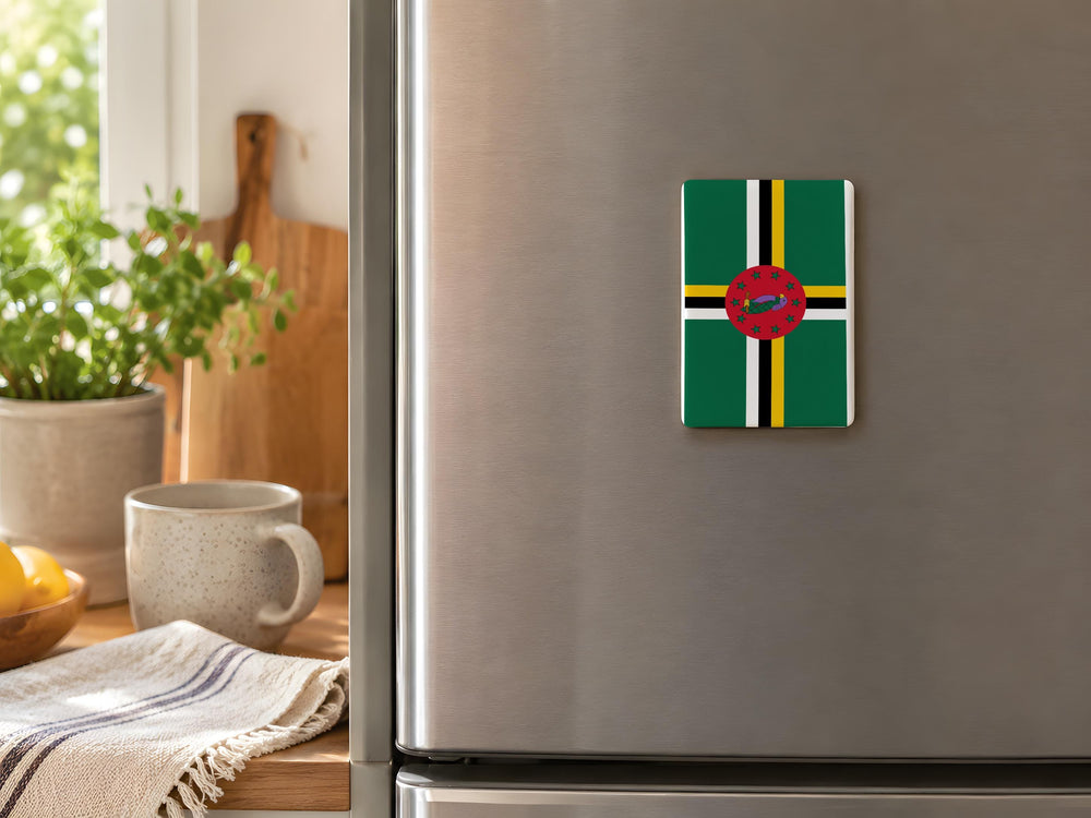 Dominica Flag Fridge Magnet, Caribbean Island Souvenir Magnet, Dominica National Flag Kitchen Decor, Travel Gift