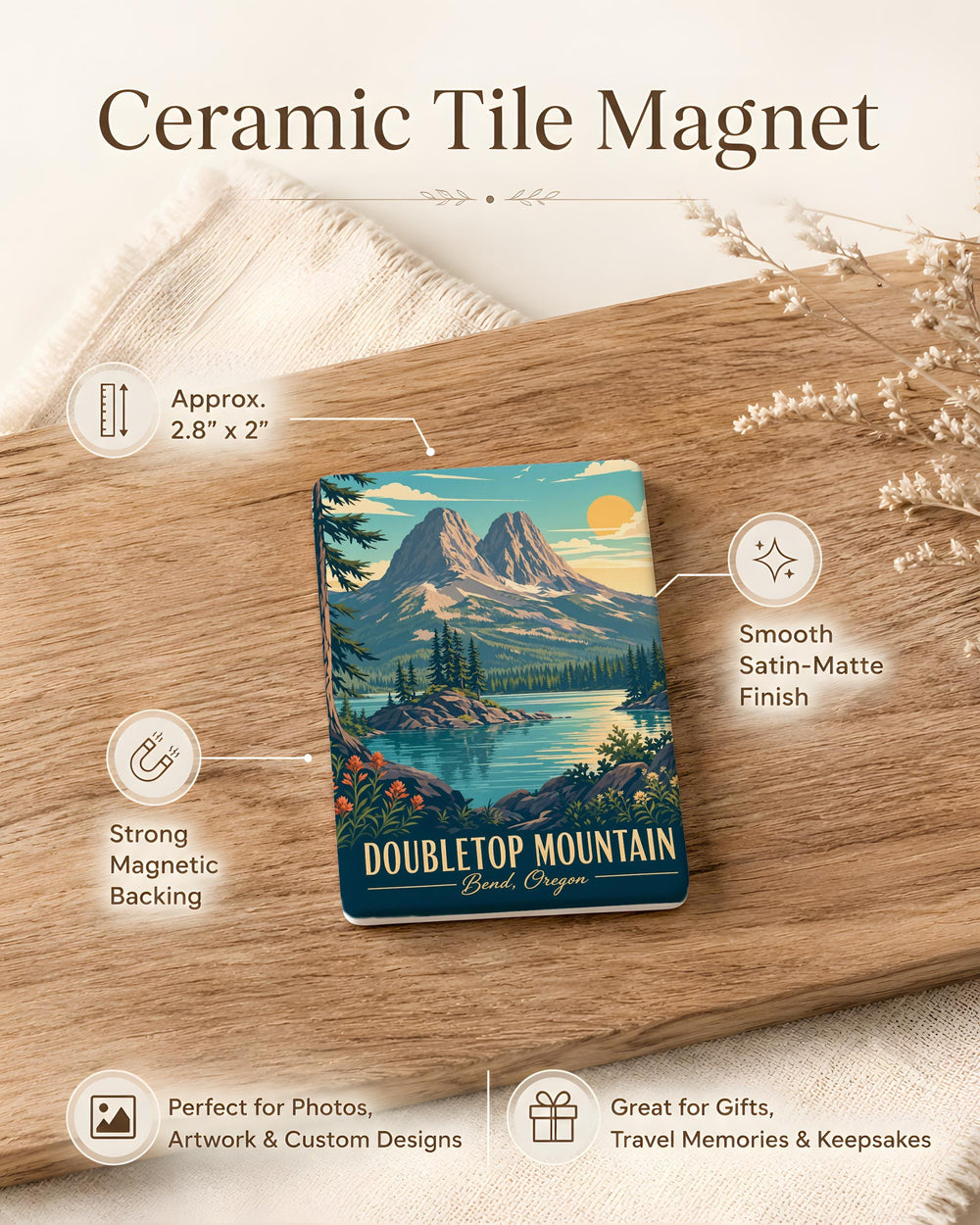 Doubletop Mountain Fridge Magnet, Doubletop Peak Wyoming Mountain Souvenir Magnet, Grand Teton National Park Travel Magnet