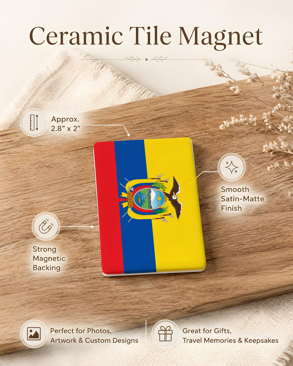 Ecuador Flag Fridge Magnet, Ecuadorian National Flag Magnet, Ecuador Souvenir Refrigerator Magnet, Ecuador Pride Gift