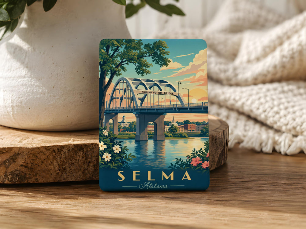 Edmund Pettus Bridge Fridge Magnet, Selma Alabama Landmark Souvenir, Civil Rights History Memorial Magnet, Alabama Travel Gift