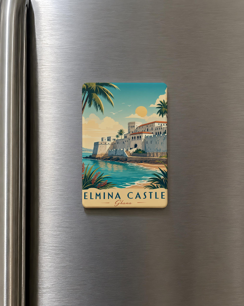 Elmina Castle Fridge Magnet, Ghana Coastal Fortress Landmark Souvenir Magnet, Historic African Castle Travel Keepsake Gift