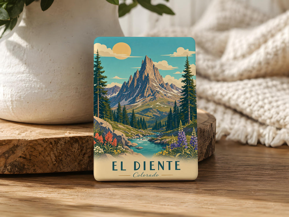 El Diente Mountain Fridge Magnet, Colorado Peak Souvenir Magnet, San Juan Mountains Hiking Climber Gift