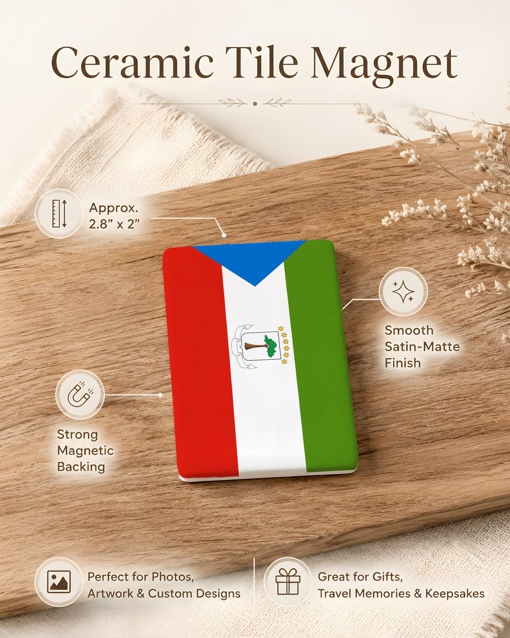 Equatorial Guinea Flag Fridge Magnet, Equatorial Guinea Souvenir Magnet, African Country Flag Kitchen Refrigerator Magnet