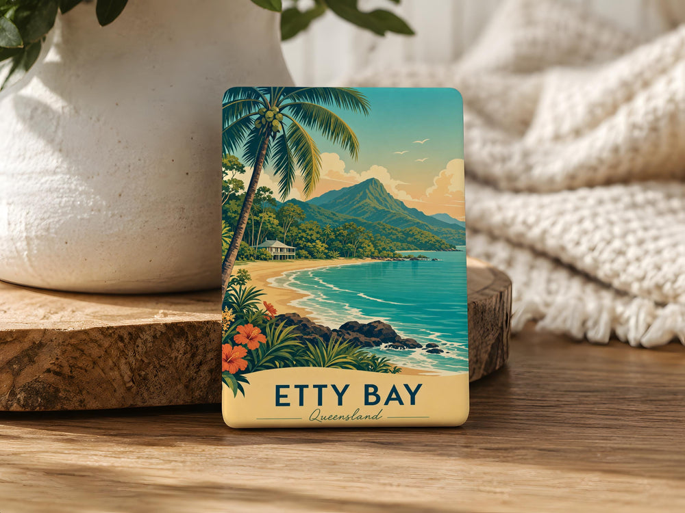 Etty Bay Fridge Magnet, Etty Bay Australia Souvenir Magnet, Coastal Beach Location Magnet, Travel Keepsake Magnet