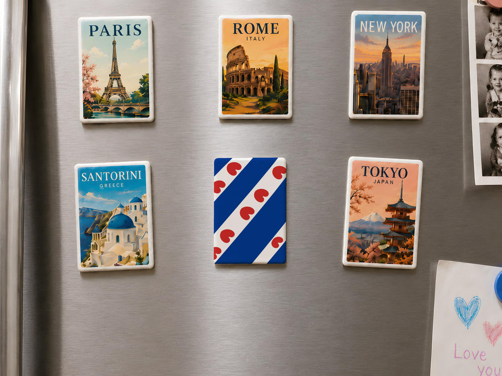 Friesland Flag Fridge Magnet, Dutch Province Flag Magnet, Netherlands Friesland Souvenir Magnet, Fridge Decor Magnet