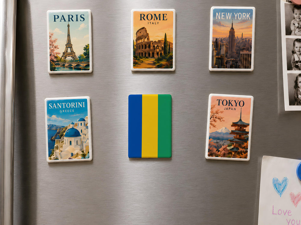 Gabon Flag Fridge Magnet, Gabon Souvenir Magnet, Libreville Travel Keepsake, African Country Flag Kitchen Magnet
