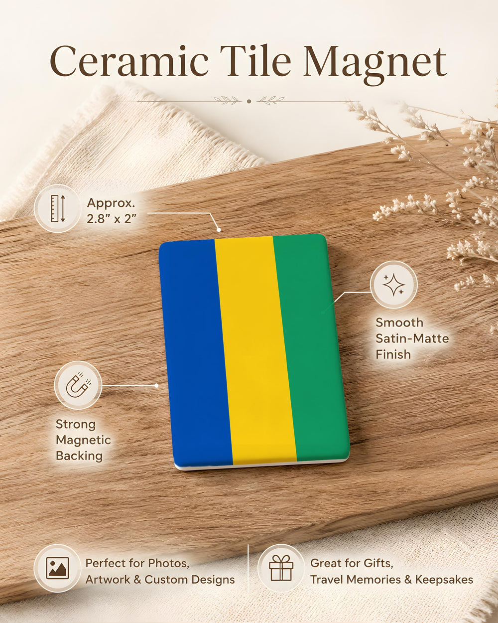 Gabon Flag Fridge Magnet, Gabon Souvenir Magnet, Libreville Travel Keepsake, African Country Flag Kitchen Magnet