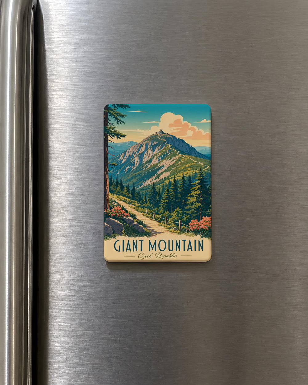 Giant Mountain Fridge Magnet, Majestic Peak and Alpine Landscape Souvenir Magnet, Mountain Lover Gift, Hiking Adventure Decor