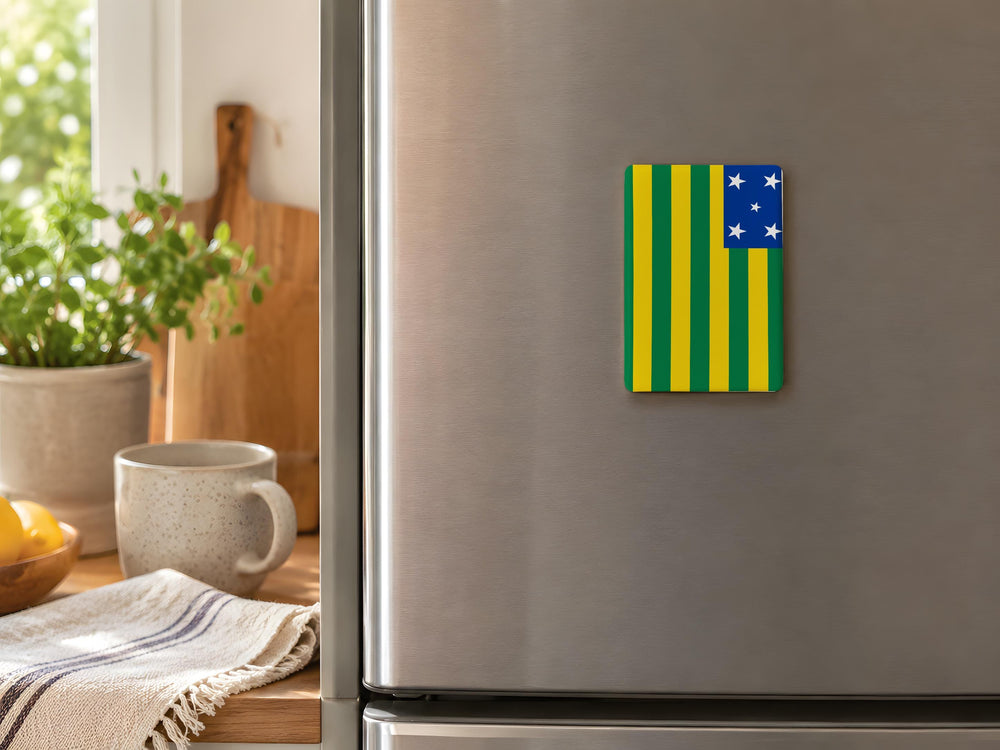 Goias State Flag Fridge Magnet, Brazil State Flag Magnet, Goias Flag Souvenir Magnet, Brazilian Flag Collection Magnet