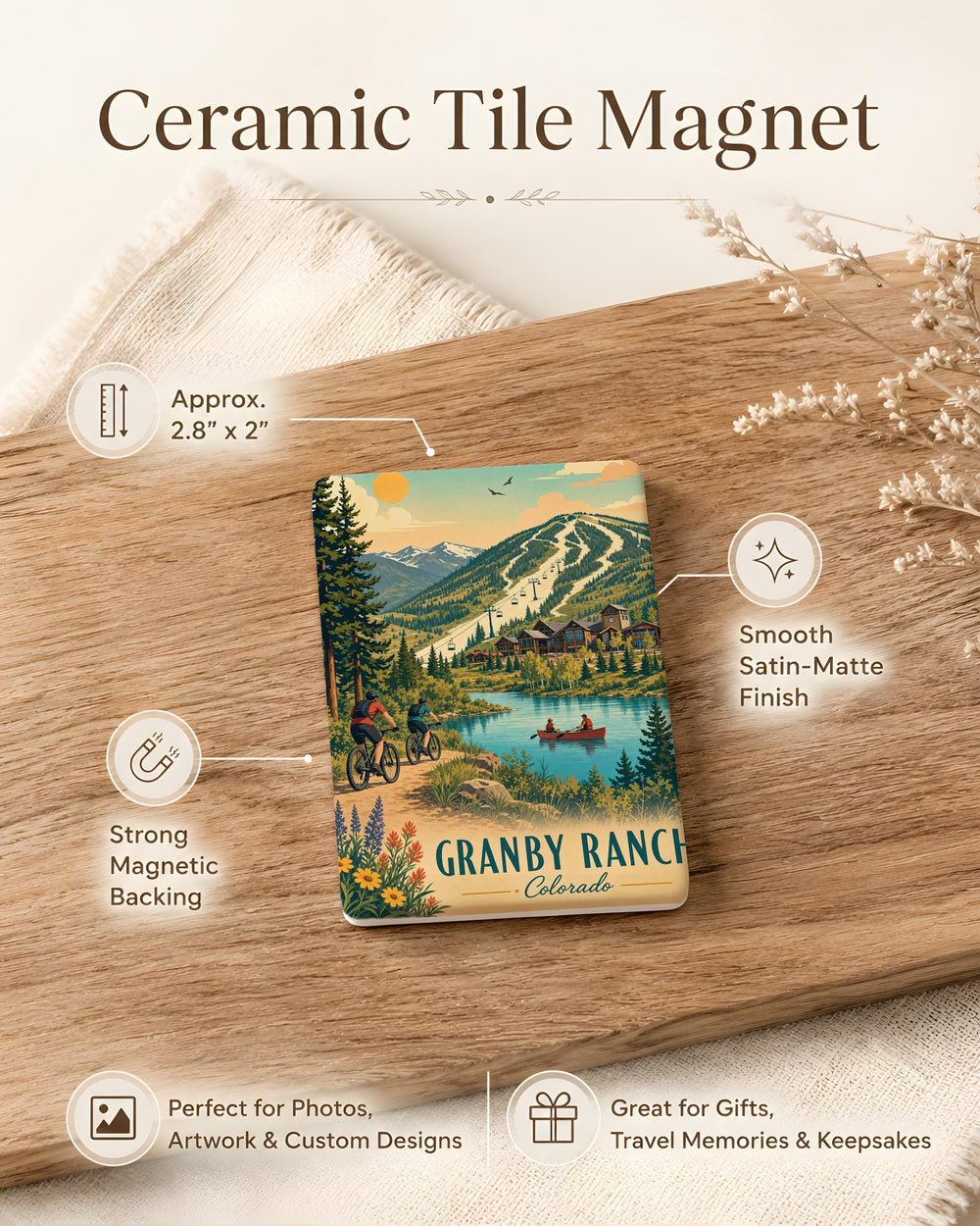 Granby Ranch Fridge Magnet, Colorado Ski Resort Mountain Lodge Souvenir Magnet, Winter Vacation Travel Gift