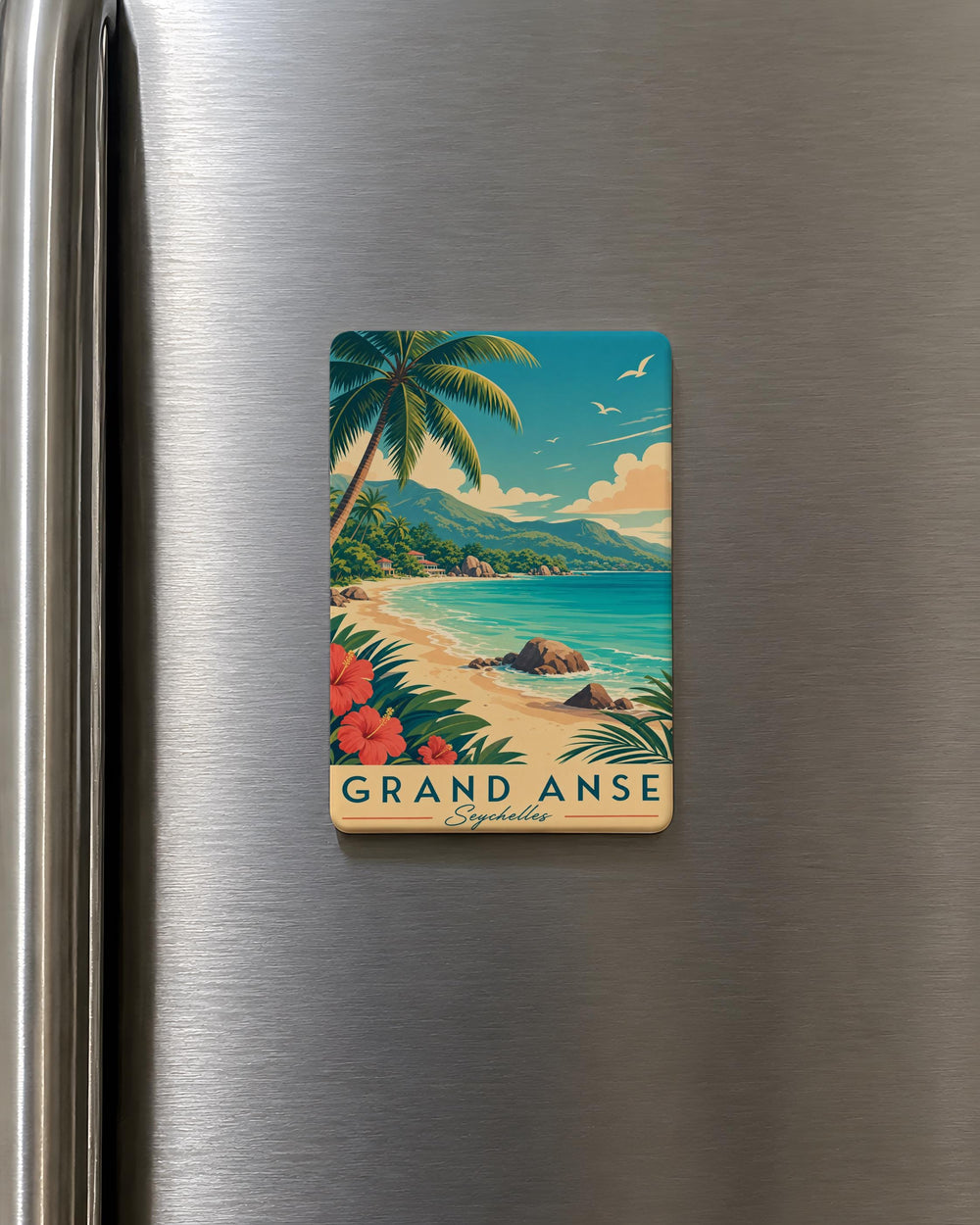 Grand Anse Seychelles Fridge Magnet, Seychelles Beach Souvenir Magnet, Grand Anse Travel Gift, Island Vacation Keepsake Magnet