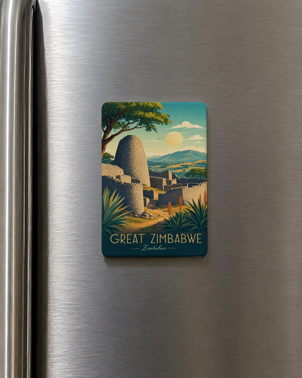 Great Zimbabwe Fridge Magnet, Ancient Stone Ruins Landmark Souvenir, Zimbabwe Heritage Site Travel Keepsake Magnet