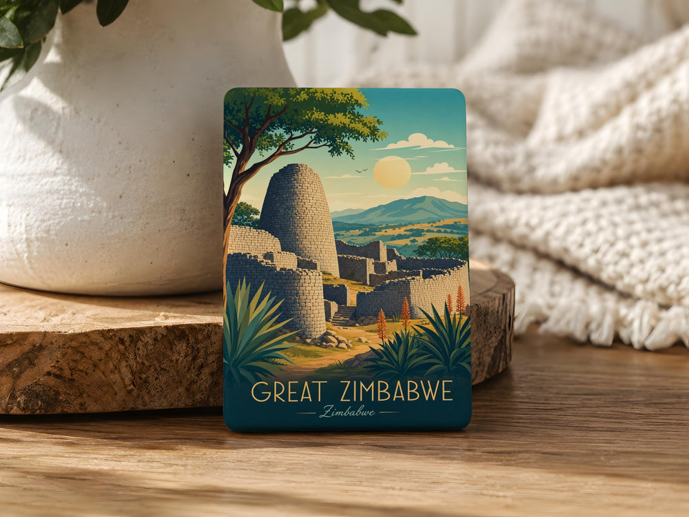 Great Zimbabwe Fridge Magnet, Ancient Stone Ruins Landmark Souvenir, Zimbabwe Heritage Site Travel Keepsake Magnet