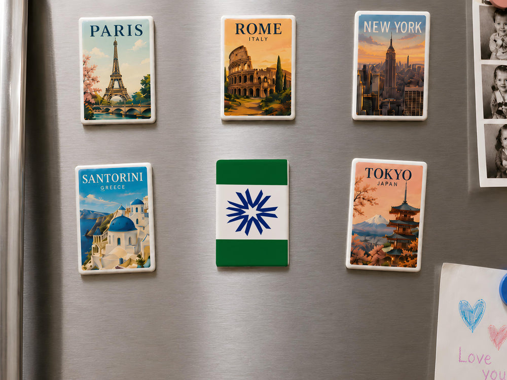 Hokkaido Prefecture Flag Fridge Magnet, Japan Regional Flag Magnet, Hokkaido Souvenir Refrigerator Magnet, Japan Travel Gift