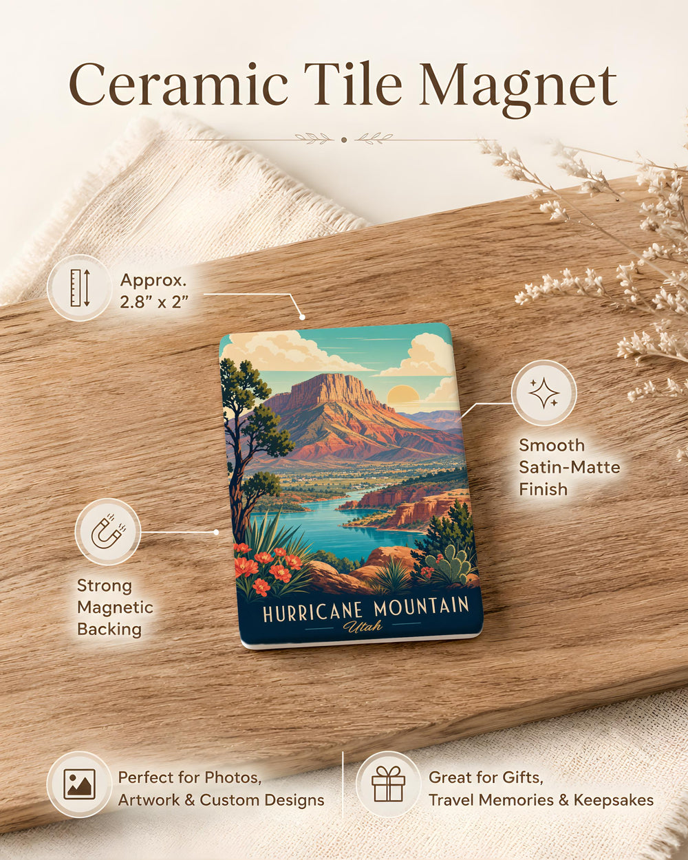 Hurricane Mountain Fridge Magnet, Mountain Landscape Souvenir Magnet, Hiking Trail Peak Keepsake, Outdoor Adventure Gift