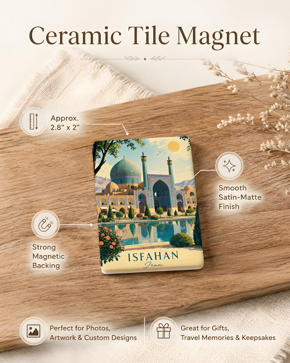 Imam Mosque Fridge Magnet, Islamic Architecture Souvenir Magnet, Persian Mosque Landmark Decor, Muslim Gift Magnet