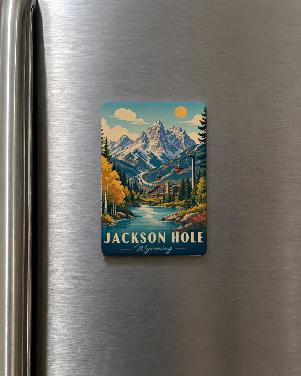 Jackson Hole Mountain Fridge Magnet, Wyoming Scenic Mountain Souvenir, Grand Teton Travel Keepsake Magnet