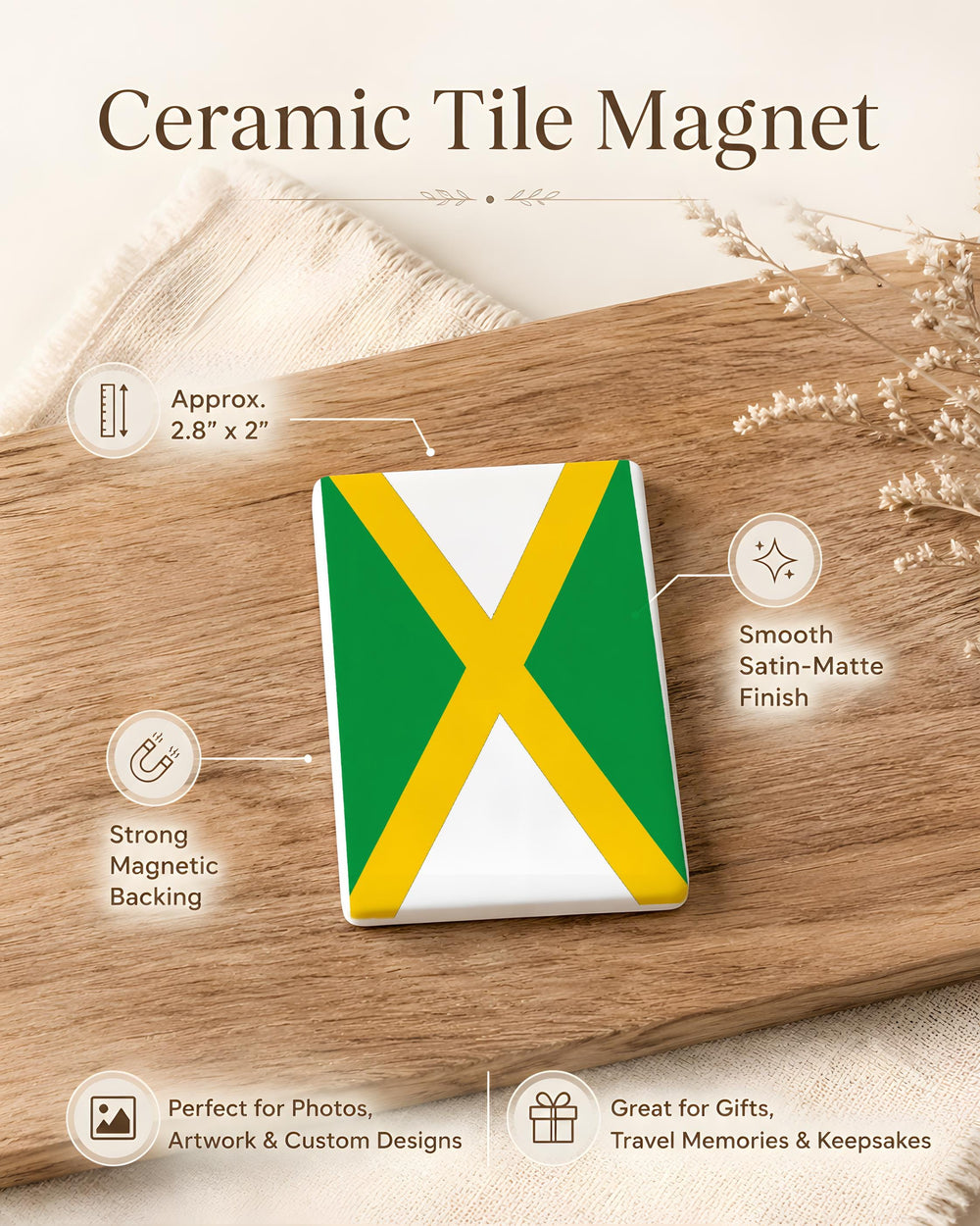 Jamaica Flag Fridge Magnet, Jamaica Souvenir Magnet, Caribbean Island Flag Magnet, Jamaican Pride Refrigerator Magnet