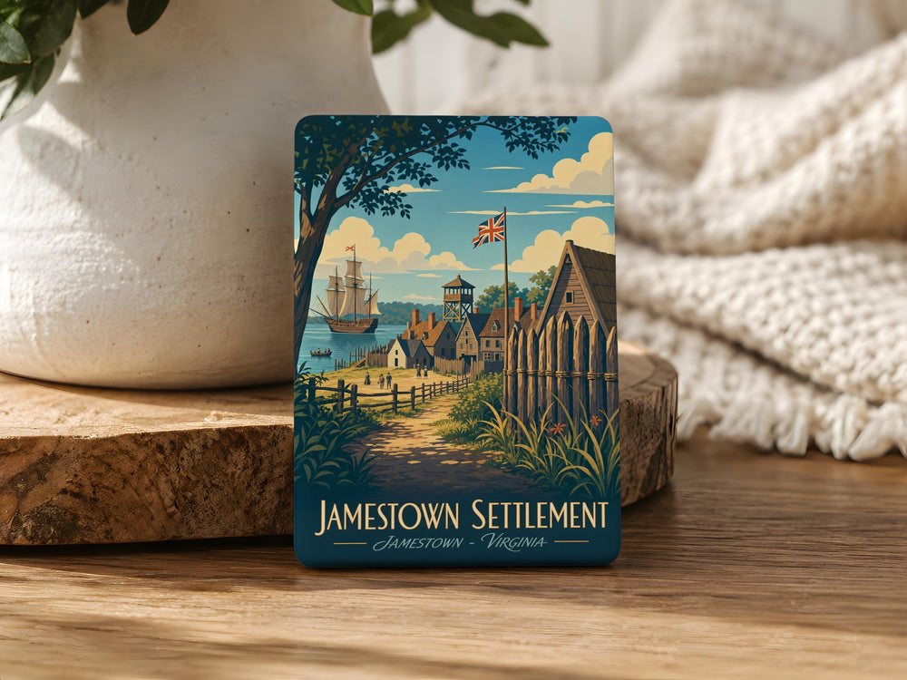Jamestown Settlement Fridge Magnet, Historic Virginia Colony Souvenir, Early American History Landmark Magnet