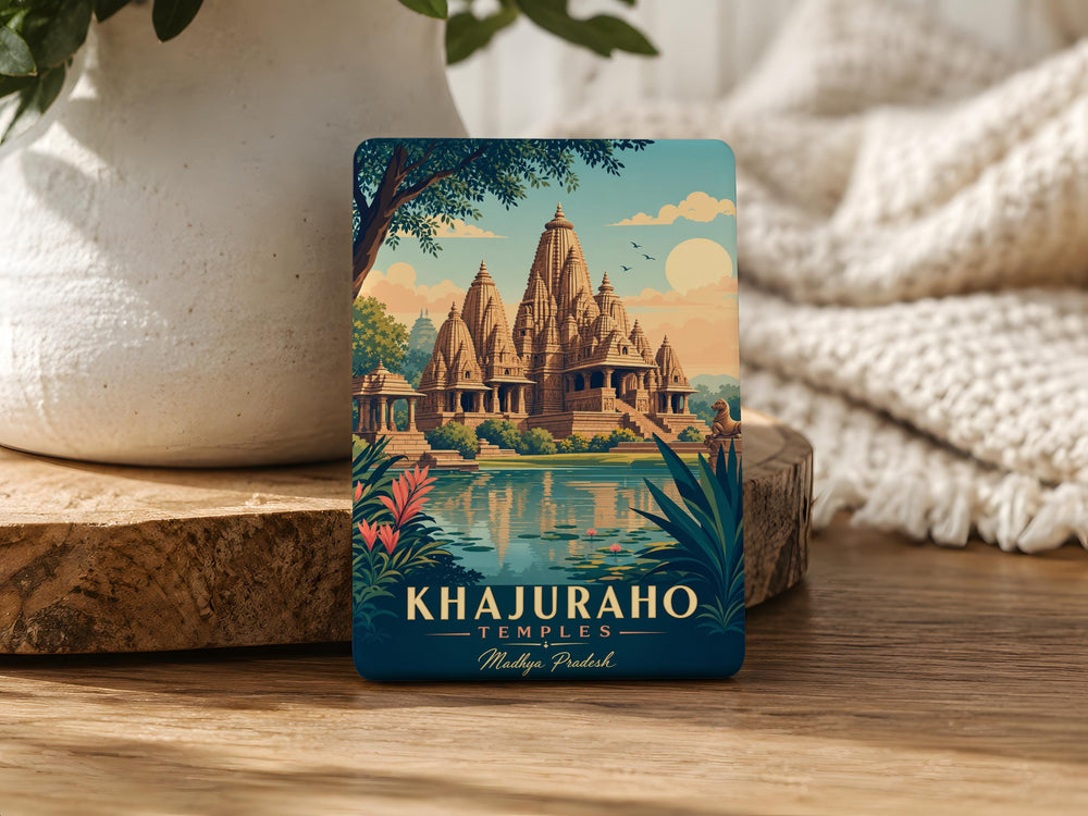 Khajuraho Temples Fridge Magnet, India Temple Landmark Souvenir Magnet, Khajuraho Madhya Pradesh Travel Keepsake Magnet