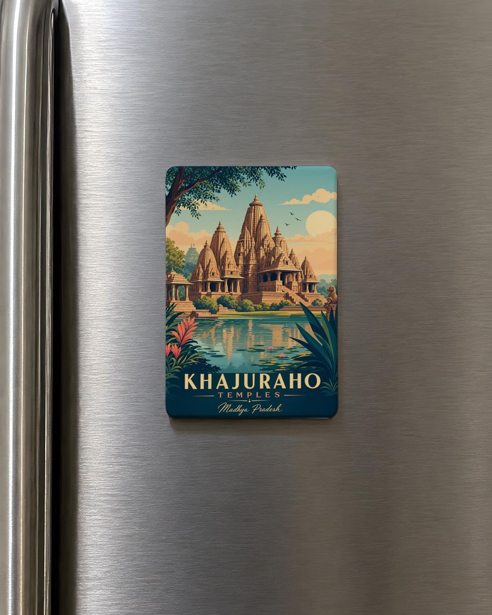 Khajuraho Temples Fridge Magnet, India Temple Landmark Souvenir Magnet, Khajuraho Madhya Pradesh Travel Keepsake Magnet