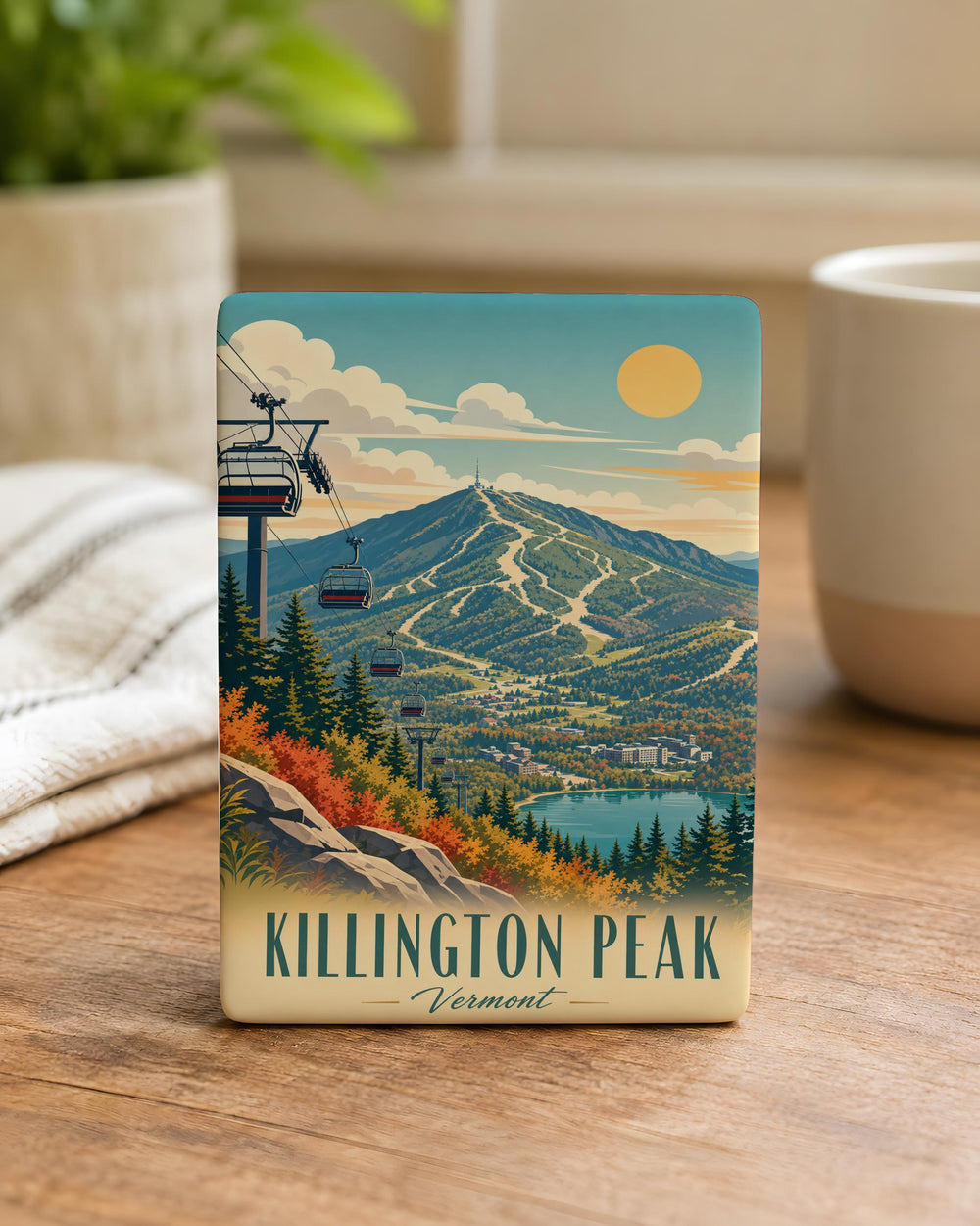 Killington Peak Fridge Magnet, Vermont Mountain Souvenir Magnet, Ski Resort Landmark Keepsake, New England Travel Gift