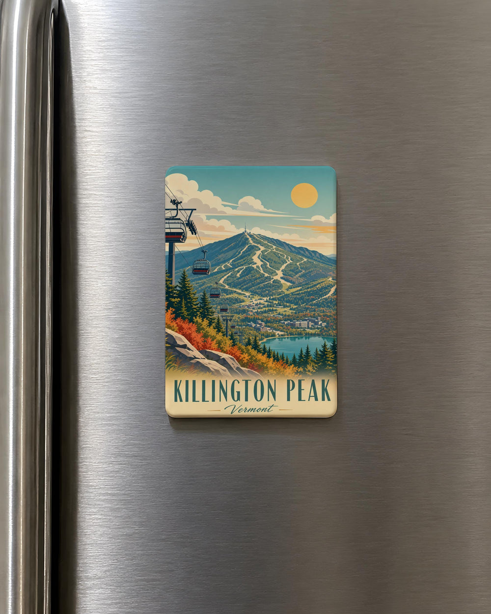 Killington Peak Fridge Magnet, Vermont Mountain Souvenir Magnet, Ski Resort Landmark Keepsake, New England Travel Gift