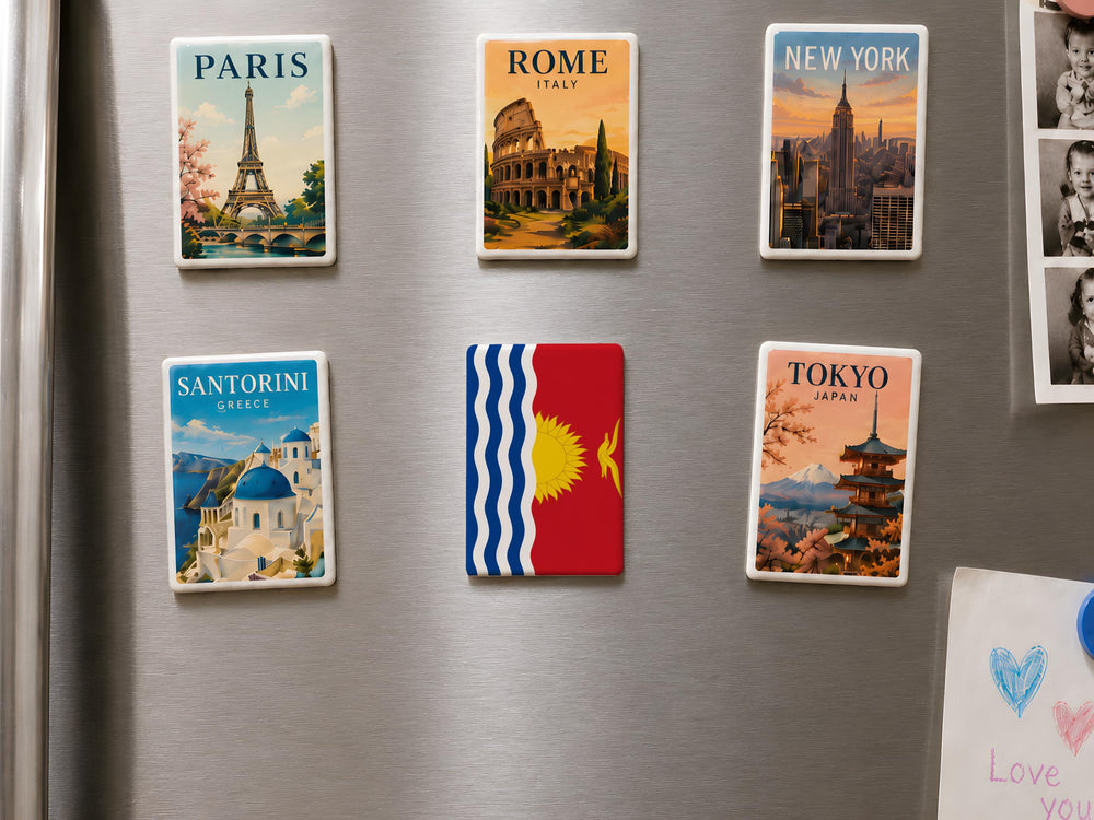 Kiribati Flag Fridge Magnet, Kiribati National Flag Magnet, Kiribati Souvenir Magnet, Island Nation Flag Kitchen Magnet