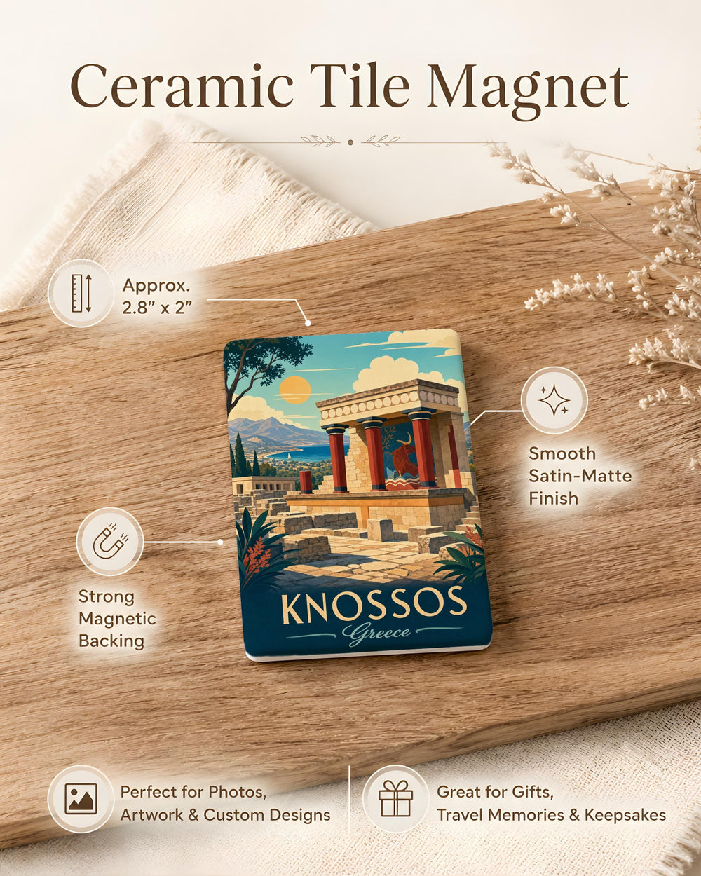 Knossos Palace Fridge Magnet, Ancient Minoan Crete Souvenir Magnet, Archaeological Site Travel Keepsake Magnet