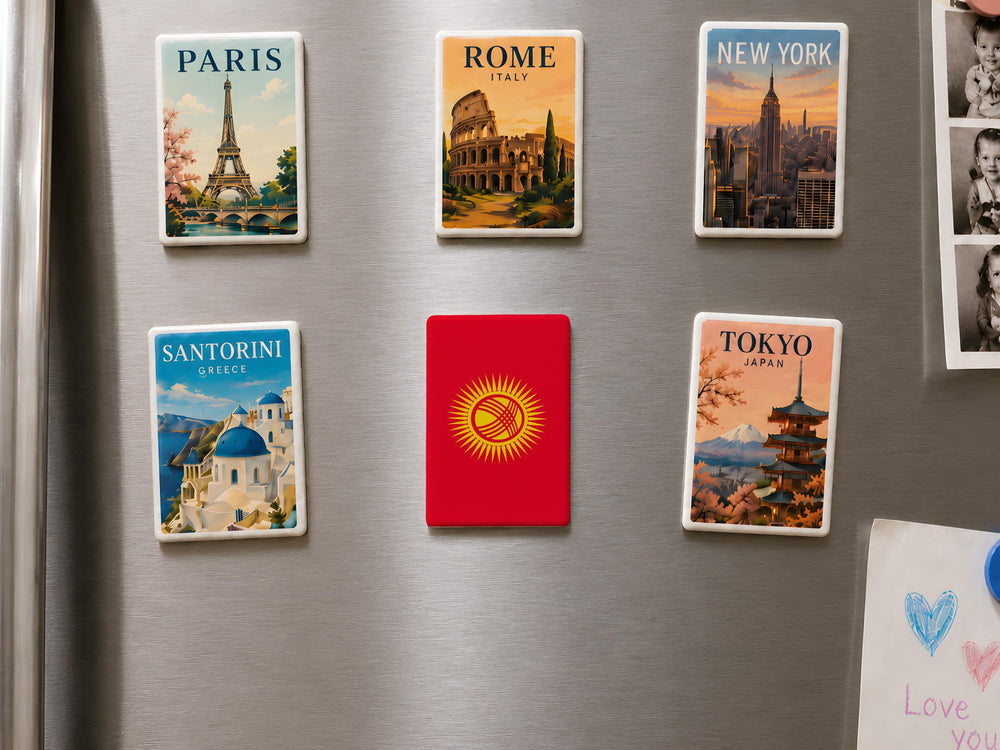 Kyrgyzstan Flag Fridge Magnet, Kyrgyz Republic National Flag Magnet, Kyrgyzstan Souvenir Magnet, Central Asia Gift