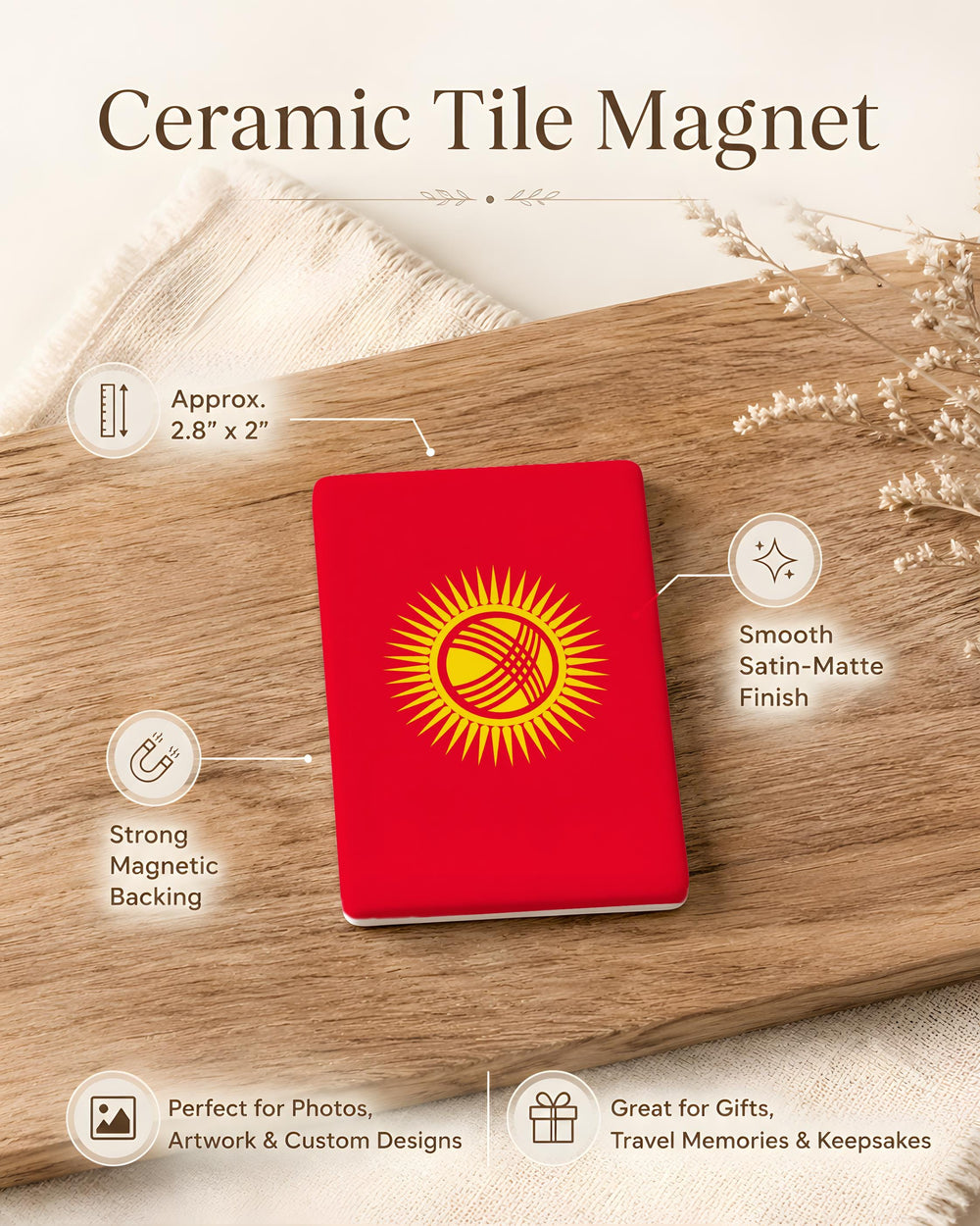 Kyrgyzstan Flag Fridge Magnet, Kyrgyz Republic National Flag Magnet, Kyrgyzstan Souvenir Magnet, Central Asia Gift