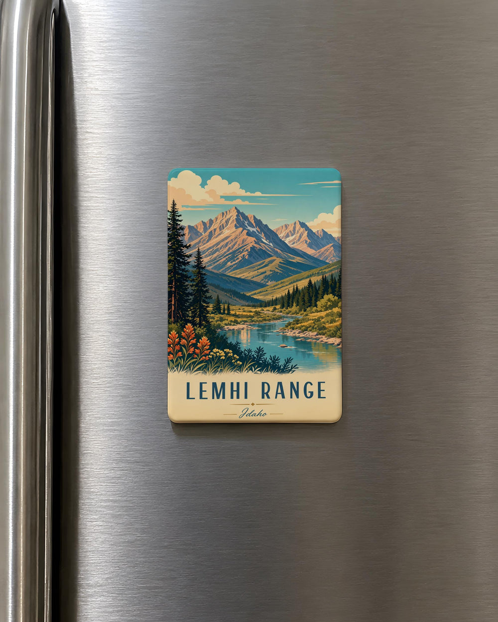 Lemhi Range Fridge Magnet, Idaho Mountain Range Souvenir, Salmon-Challis National Forest Travel Gift, Outdoor Hiking Decor